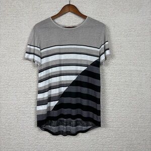 Vince Shirt Womens Med Multi Striped Pima Cotton Modal‎ Short Sleeve Pull Over